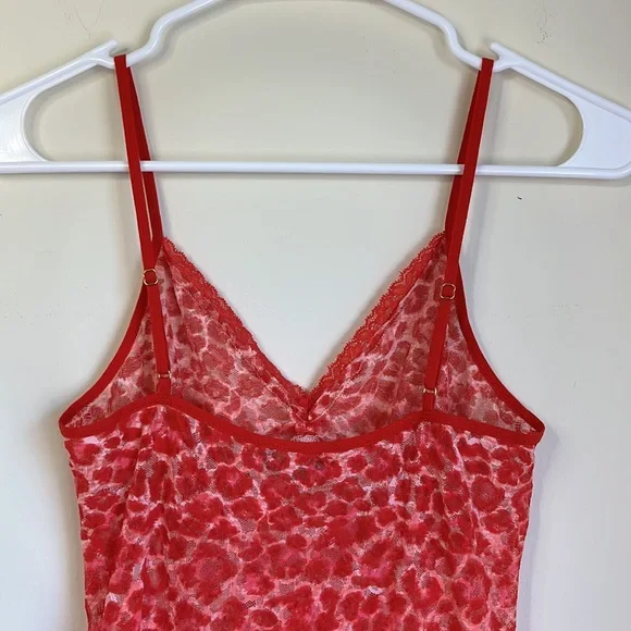 Victoria’s Secret Red Mesh Lace Cheetah Print Lingerie Teddy Dress Size M - Picture 7 of 7